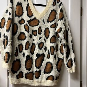 Leopard Print V-Neck Sweater